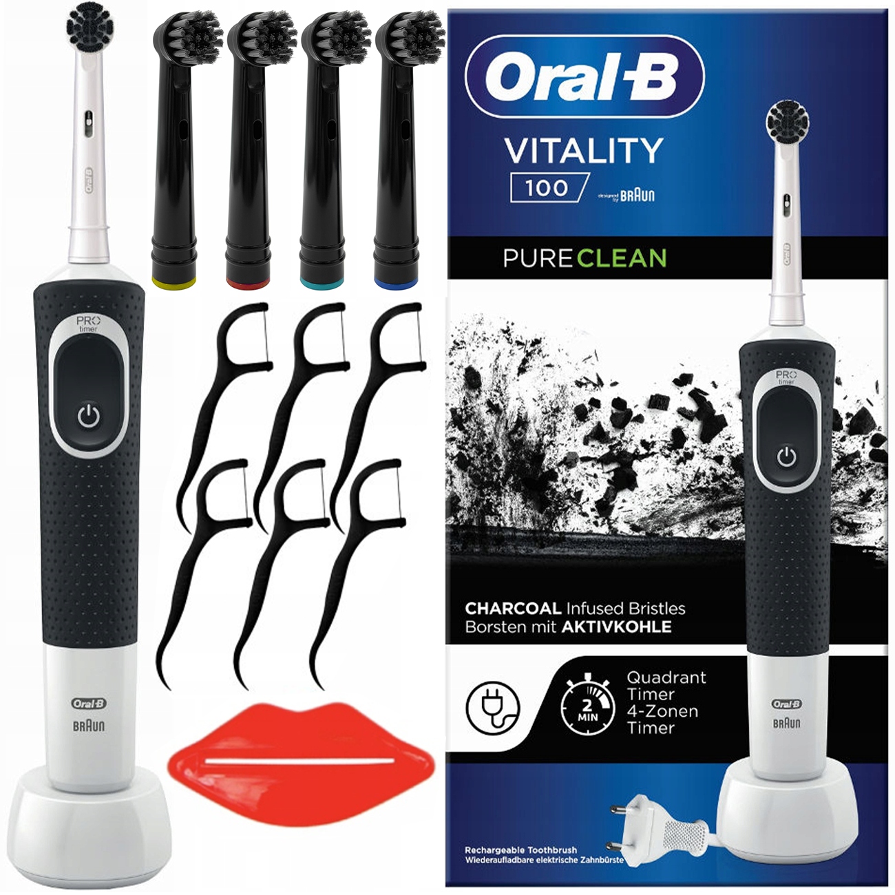 ELEKTRICKÁ ZUBNÁ KEFKA ORAL-B VITALITY BLACK + TIPY DOPLNKY